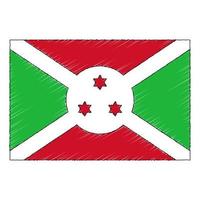 main tiré esquisser drapeau de burundi. griffonnage style icône vecteur