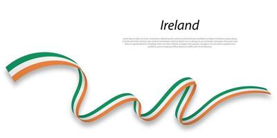 agitant un ruban ou une bannière avec le drapeau de l'irlande. vecteur