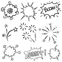 starburst dessiné à la main, éléments sunburst, explosions, feux d'artifice. illustration vectorielle vecteur