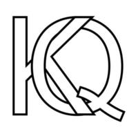 logo signe kq qk, icône double des lettres logotype q k vecteur