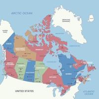 détaillé carte de Canada avec alentours les frontières vecteur