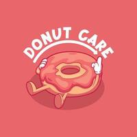 Donut personnage pose sur le sol, vecteur illustration. doux, nourriture, marrant conception concept.