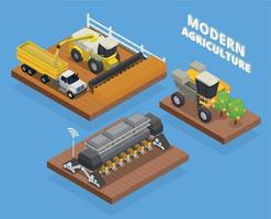 agricole Véhicules isométrique composition vecteur