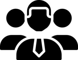 personnel noir glyphe icône. groupe de gens travail pour entreprise. organisation personnel. professionnel employés. silhouette symbole sur blanc espace. solide pictogramme. vecteur isolé illustration