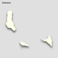 3d isométrique carte de comores isolé avec ombre vecteur