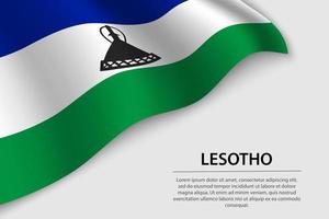vague drapeau de Lesotho sur blanc Contexte. bannière ou ruban vecto vecteur