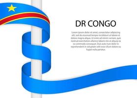 agitant ruban sur pôle avec drapeau de dr congo. modèle pour indépendant vecteur