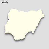 3d isométrique carte de Nigeria isolé avec ombre vecteur