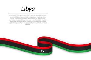 agitant un ruban ou une bannière avec le drapeau de la libye vecteur