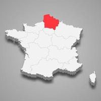 hauts-de-france Région emplacement dans France 3d isométrique carte vecteur