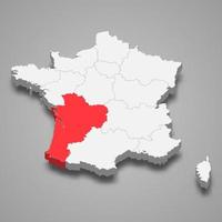 nouvelle-aquitaine Région emplacement dans France 3d isométrique carte vecteur