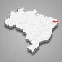Etat emplacement dans Brésil 3d carte modèle pour votre conception vecteur