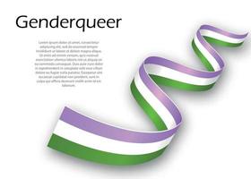 agitant ruban ou bannière avec genderqueer fierté drapeau vecteur