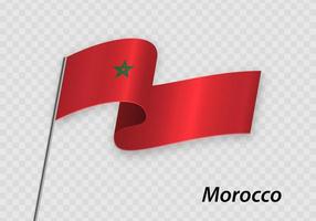 agitant drapeau de Maroc sur mât de drapeau. modèle pour indépendance journée vecteur