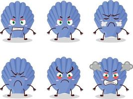 bleu coquille dessin animé personnage avec divers en colère expressions vecteur