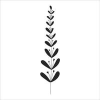 noir silhouette de une plante branche. fleur branche dans contour style main tiré sur isolé blanc Contexte. vecteur Stock illustration. tropical feuilles. minimal ligne art pour imprimer, couverture ou tatouage.