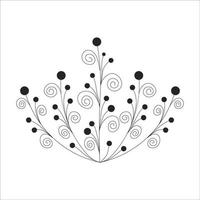 noir silhouette de une plante branche. fleur branche dans contour style main tiré sur isolé blanc Contexte. vecteur Stock illustration. tropical feuilles. minimal ligne art pour imprimer, couverture ou tatouage.