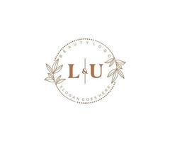 initiale lu des lettres magnifique floral féminin modifiable premade monoline logo adapté pour spa salon peau cheveux beauté boutique et cosmétique entreprise. vecteur