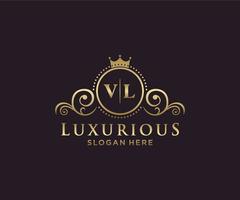 modèle de logo de luxe royal lettre initiale vl en art vectoriel pour restaurant, royauté, boutique, café, hôtel, héraldique, bijoux, mode et autres illustrations vectorielles.