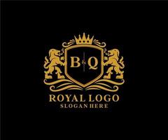 modèle initial de logo de luxe bq lettre lion royal en art vectoriel pour restaurant, royauté, boutique, café, hôtel, héraldique, bijoux, mode et autres illustrations vectorielles.