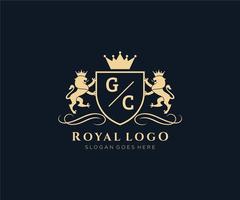 initiale gc lettre Lion Royal luxe héraldique, crête logo modèle dans vecteur art pour restaurant, royalties, boutique, café, hôtel, héraldique, bijoux, mode et autre vecteur illustration.