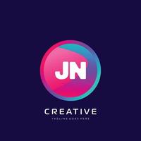 Jn initiale logo avec coloré modèle vecteur. vecteur