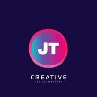 jt initiale logo avec coloré modèle vecteur. vecteur