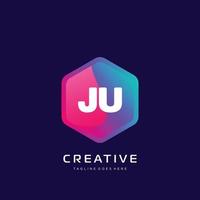 ju initiale logo avec coloré modèle vecteur. vecteur