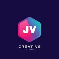 jv initiale logo avec coloré modèle vecteur. vecteur