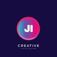 ji initiale logo avec coloré modèle vecteur. vecteur