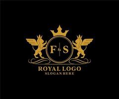 initiale fs lettre Lion Royal luxe héraldique, crête logo modèle dans vecteur art pour restaurant, royalties, boutique, café, hôtel, héraldique, bijoux, mode et autre vecteur illustration.