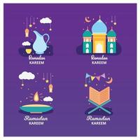 ramadan kareem badge et collection d'étiquettes. dessiné à la main. illustration vectorielle. vecteur