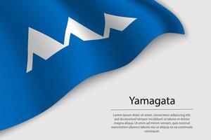 vague drapeau de Yamagata est une Région de Japon vecteur