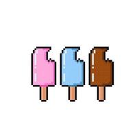 mordu la glace crème avec différent Couleur dans pixel art style vecteur