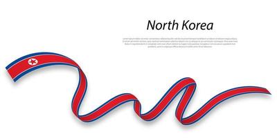 agitant ruban ou bannière avec drapeau de Nord Corée. vecteur
