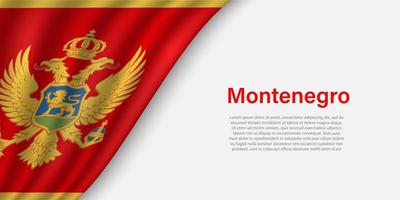 vague drapeau de Monténégro sur blanc Contexte. vecteur