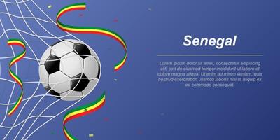 football Contexte avec en volant rubans dans couleurs de le drapeau de Sénégal vecteur