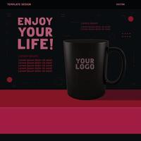 conception noir tasses pour votre meilleur des produits sur le rouge tableau. instagram Publier modèle conception vecteur