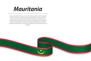 agitant un ruban ou une bannière avec le drapeau de la mauritanie vecteur