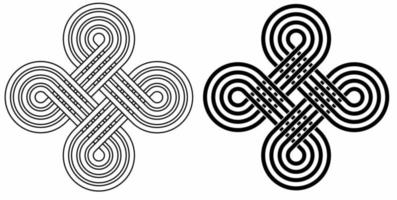 contour silhouette celtique nœud traverser symbole ensemble isolé sur blanc Contexte vecteur