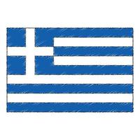 main tiré esquisser drapeau de Grèce. griffonnage style icône vecteur