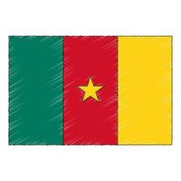 main tiré esquisser drapeau de Cameroun. griffonnage style icône vecteur