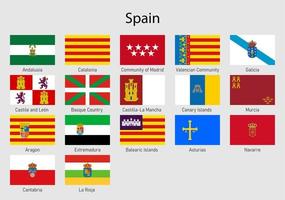 drapeaux de le les communautés de Espagne, tout Espagnol Régions drapeau coll vecteur