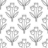 tulipe printemps sans couture modèle vecteur griffonnage illustration