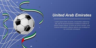 football Contexte avec en volant rubans dans couleurs de le drapeau de uni arabe émirats vecteur