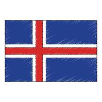 main tiré esquisser drapeau de Islande. griffonnage style icône vecteur