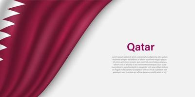 vague drapeau du qatar sur blanc Contexte. vecteur