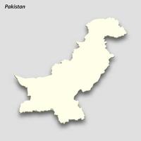 3d isométrique carte de Pakistan isolé avec ombre vecteur