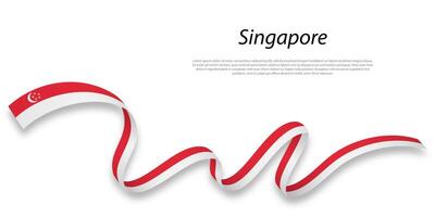 agitant ruban ou bannière avec drapeau de Singapour. vecteur