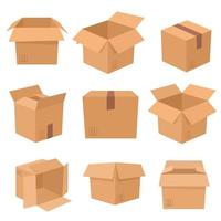 ensemble de boîtes en carton isolé sur fond blanc. illustration vectorielle vecteur